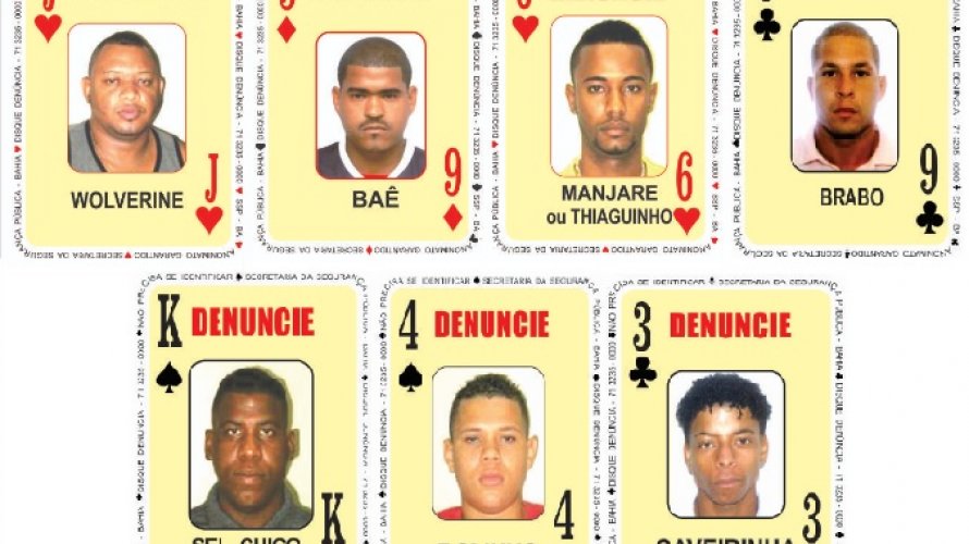 Sete homens foram inseridos no Baralho do Crime da Secretaria da Segurança Pública da Bahia (Foto: Divulgação | SSP-BA) Sete homens foram inseridos no Baralho do Crime da Secretaria da Segurança Pública da Bahia (Foto: Divulgação | SSP-BA)